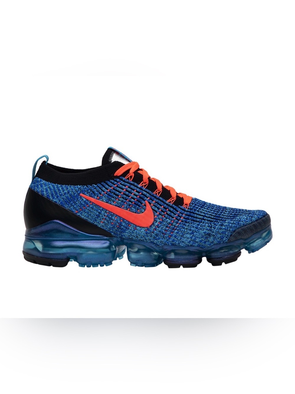 Nike Men's Blue Knit VaporMax with Orange Swoosh
